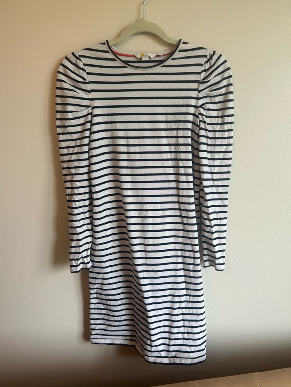 Boden Striped Puff Shoulder Jersey Dress - Navy & White - US 4